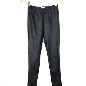 Black Vegan Leggings Sz Small Faux Leather Stretch